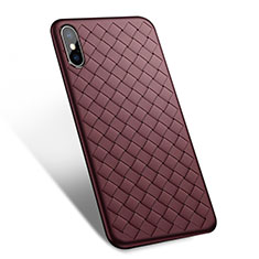 Funda Silicona Goma de Cuero para Apple iPhone Xs Marron