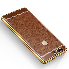 Funda Silicona Goma de Cuero para Huawei Honor V8 Marron