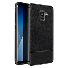 Funda Silicona Goma de Cuero Q01 para Samsung Galaxy A5 (2018) A530F Negro