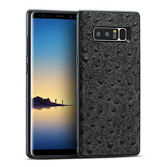 Funda Silicona Goma de Cuero Q01 para Samsung Galaxy Note 8 Duos N950F Negro