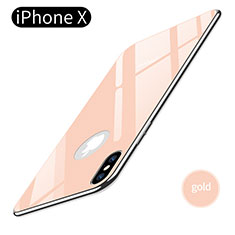 Funda Silicona Goma Espejo para Apple iPhone X Oro