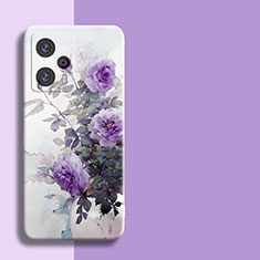 Funda Silicona Goma Flores para Xiaomi Poco F5 5G Morado