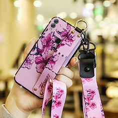 Funda Silicona Goma Flores S01 para Huawei Honor 8X Rosa