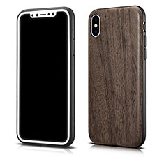 Funda Silicona Goma Patron de Grano de Madera para Apple iPhone X Gris