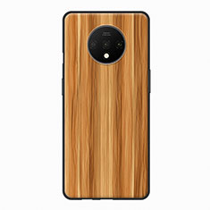 Funda Silicona Goma Patron de Grano de Madera para OnePlus 7T Naranja