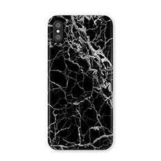 Funda Silicona Goma Patron de Marmol P02 para Apple iPhone Xs Negro