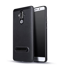 Funda Silicona Goma Twill con Soporte para Huawei Mate 9 Negro