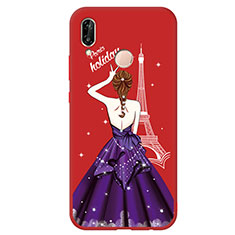 Funda Silicona Goma Vestido de Novia Carcasa S02 para Huawei P20 Lite Rojo