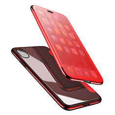 Funda Silicona Transparente Cubre Entero para Apple iPhone X Rojo