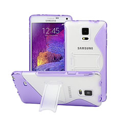 Funda Silicona Transparente S-Line con Soporte para Samsung Galaxy Note 4 SM-N910F Morado