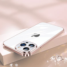 Funda Silicona Ultrafina Carcasa Transparente Bling-Bling LD2 para Apple iPhone 13 Pro Oro Rosa