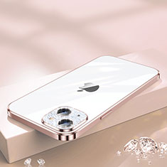 Funda Silicona Ultrafina Carcasa Transparente Bling-Bling LD2 para Apple iPhone 15 Plus Oro Rosa