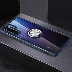 Funda Silicona Ultrafina Carcasa Transparente con Anillo de dedo Soporte C03 para Huawei P30 Pro Azul