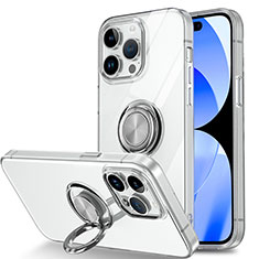 Funda Silicona Ultrafina Carcasa Transparente con Magnetico Anillo de dedo Soporte A01 para Apple iPhone 16 Pro Claro