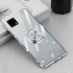 Funda Silicona Ultrafina Carcasa Transparente con Magnetico Anillo de dedo Soporte AN1 para Sharp Aquos Sense6s Plata