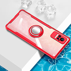 Funda Silicona Ultrafina Carcasa Transparente con Magnetico Anillo de dedo Soporte BH1 para Xiaomi Civi 1S 5G Rojo