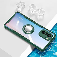 Funda Silicona Ultrafina Carcasa Transparente con Magnetico Anillo de dedo Soporte BH1 para Xiaomi Mi 11i 5G Verde