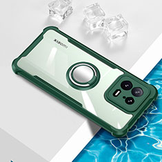 Funda Silicona Ultrafina Carcasa Transparente con Magnetico Anillo de dedo Soporte BH1 para Xiaomi Mi 13 5G Verde