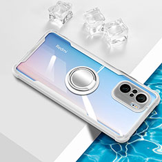 Funda Silicona Ultrafina Carcasa Transparente con Magnetico Anillo de dedo Soporte BH1 para Xiaomi Redmi K40 Pro 5G Blanco