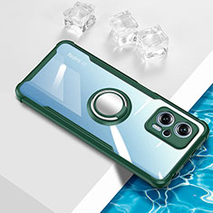 Funda Silicona Ultrafina Carcasa Transparente con Magnetico Anillo de dedo Soporte BH1 para Xiaomi Redmi K50i 5G Verde