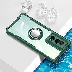 Funda Silicona Ultrafina Carcasa Transparente con Magnetico Anillo de dedo Soporte BH1 para Xiaomi Redmi K60 5G Verde