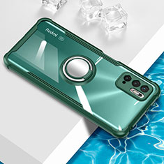 Funda Silicona Ultrafina Carcasa Transparente con Magnetico Anillo de dedo Soporte BH1 para Xiaomi Redmi Note 10 5G Verde