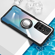 Funda Silicona Ultrafina Carcasa Transparente con Magnetico Anillo de dedo Soporte BH1 para Xiaomi Redmi Note 11 5G Negro