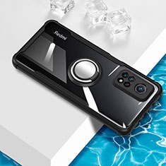 Funda Silicona Ultrafina Carcasa Transparente con Magnetico Anillo de dedo Soporte BH1 para Xiaomi Redmi Note 11 Pro 4G Negro