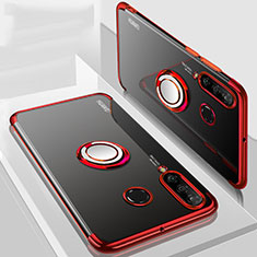 Funda Silicona Ultrafina Carcasa Transparente con Magnetico Anillo de dedo Soporte C01 para Huawei Nova 4e Rojo