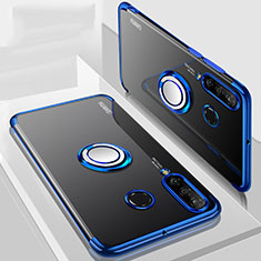 Funda Silicona Ultrafina Carcasa Transparente con Magnetico Anillo de dedo Soporte C01 para Huawei P30 Lite New Edition Azul