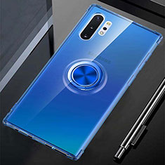 Funda Silicona Ultrafina Carcasa Transparente con Magnetico Anillo de dedo Soporte C01 para Samsung Galaxy Note 10 Plus Azul