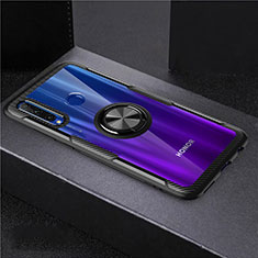 Funda Silicona Ultrafina Carcasa Transparente con Magnetico Anillo de dedo Soporte C02 para Huawei Honor 10i Negro