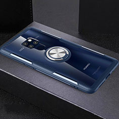 Funda Silicona Ultrafina Carcasa Transparente con Magnetico Anillo de dedo Soporte C03 para Huawei Mate 20 X 5G Azul