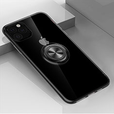 Funda Silicona Ultrafina Carcasa Transparente con Magnetico Anillo de dedo Soporte F01 para Apple iPhone 11 Pro Max Negro