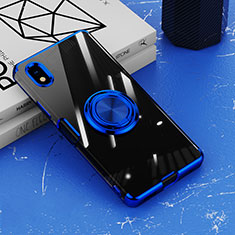 Funda Silicona Ultrafina Carcasa Transparente con Magnetico Anillo de dedo Soporte para Sony Xperia Ace III Azul