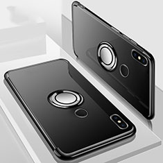 Funda Silicona Ultrafina Carcasa Transparente con Magnetico Anillo de dedo Soporte S01 para Xiaomi Redmi 6 Pro Negro