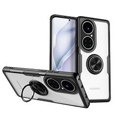 Funda Silicona Ultrafina Carcasa Transparente con Magnetico Anillo de dedo Soporte ZL1 para Huawei P50 Negro