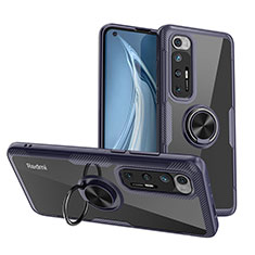 Funda Silicona Ultrafina Carcasa Transparente con Magnetico Anillo de dedo Soporte ZL1 para Xiaomi Mi 10S 5G Azul