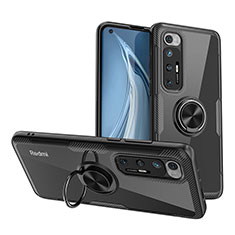 Funda Silicona Ultrafina Carcasa Transparente con Magnetico Anillo de dedo Soporte ZL1 para Xiaomi Mi 10S 5G Negro