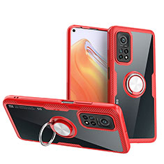 Funda Silicona Ultrafina Carcasa Transparente con Magnetico Anillo de dedo Soporte ZL1 para Xiaomi Mi 10T 5G Rojo