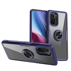 Funda Silicona Ultrafina Carcasa Transparente con Magnetico Anillo de dedo Soporte ZL1 para Xiaomi Mi 11i 5G Azul