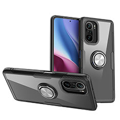 Funda Silicona Ultrafina Carcasa Transparente con Magnetico Anillo de dedo Soporte ZL1 para Xiaomi Mi 11i 5G Plata y Negro