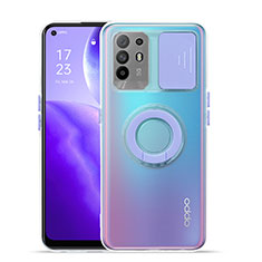 Funda Silicona Ultrafina Carcasa Transparente con Soporte para Oppo A94 5G Morado