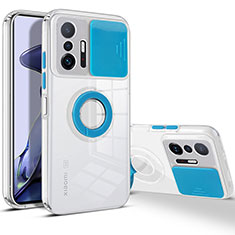 Funda Silicona Ultrafina Carcasa Transparente con Soporte para Xiaomi Mi 11T 5G Azul