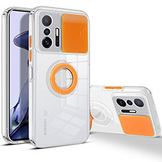 Funda Silicona Ultrafina Carcasa Transparente con Soporte para Xiaomi Mi 11T 5G Naranja