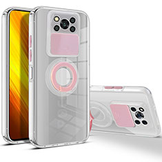 Funda Silicona Ultrafina Carcasa Transparente con Soporte para Xiaomi Poco X3 Pro Rosa