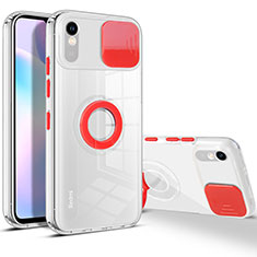 Funda Silicona Ultrafina Carcasa Transparente con Soporte para Xiaomi Redmi 9i Rojo