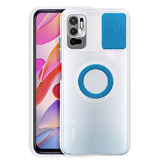 Funda Silicona Ultrafina Carcasa Transparente con Soporte para Xiaomi Redmi Note 10 5G Azul