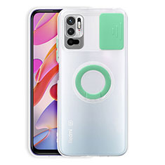 Funda Silicona Ultrafina Carcasa Transparente con Soporte para Xiaomi Redmi Note 10T 5G Menta Verde