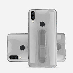 Funda Silicona Ultrafina Carcasa Transparente con Soporte S01 para Huawei Nova 3e Gris